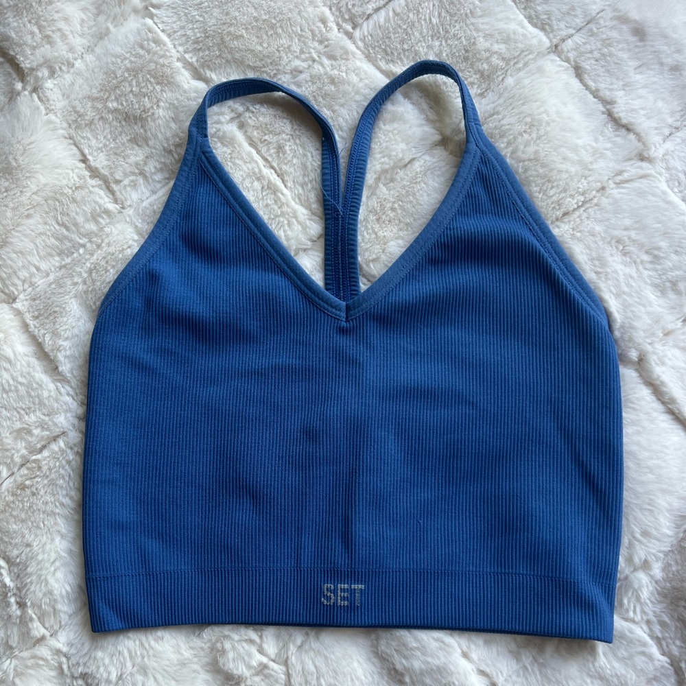Women's Blue Crisp Set Sculptflex Ribbed Bra